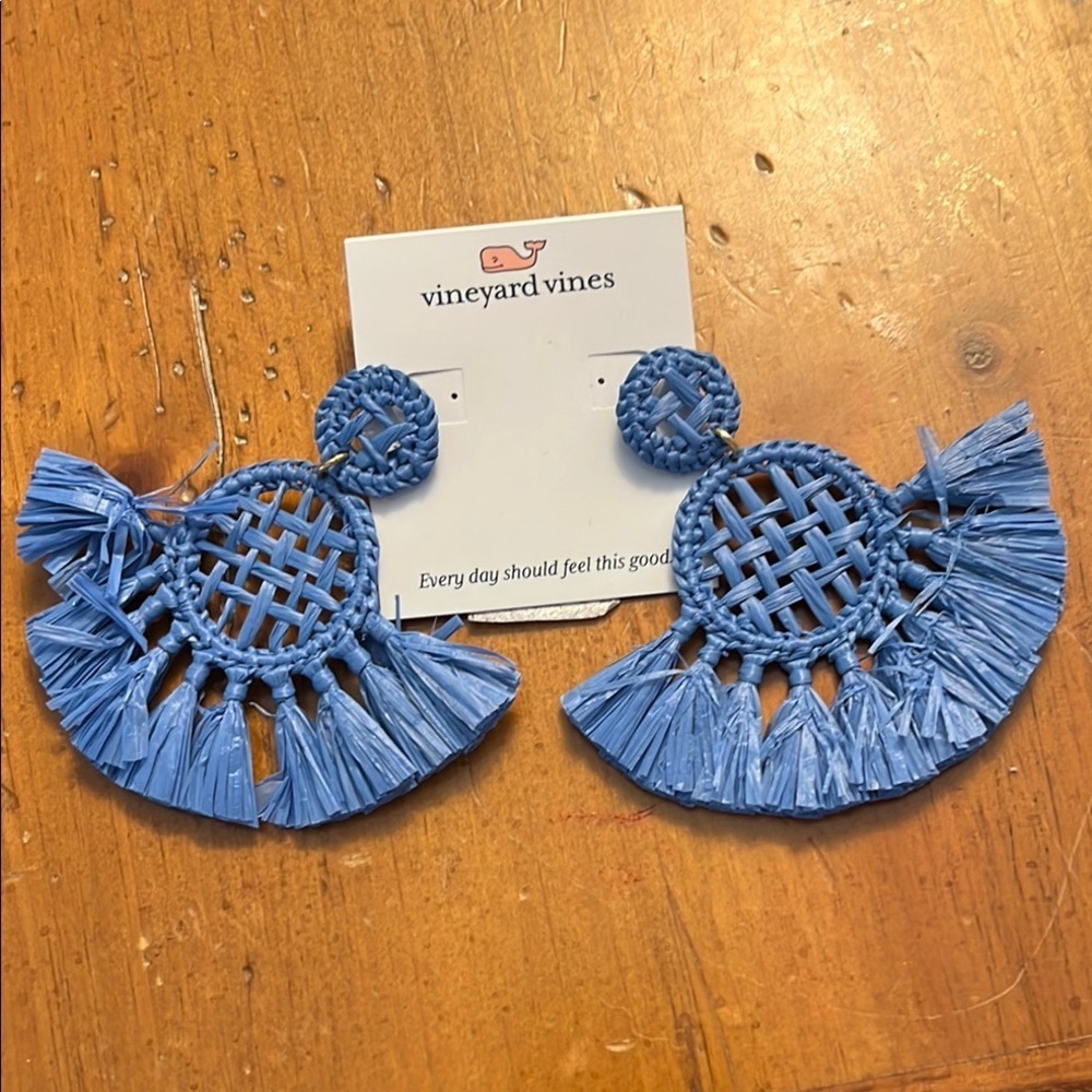 Vineyard Vines Newport Blue Fringe Earrings NWT